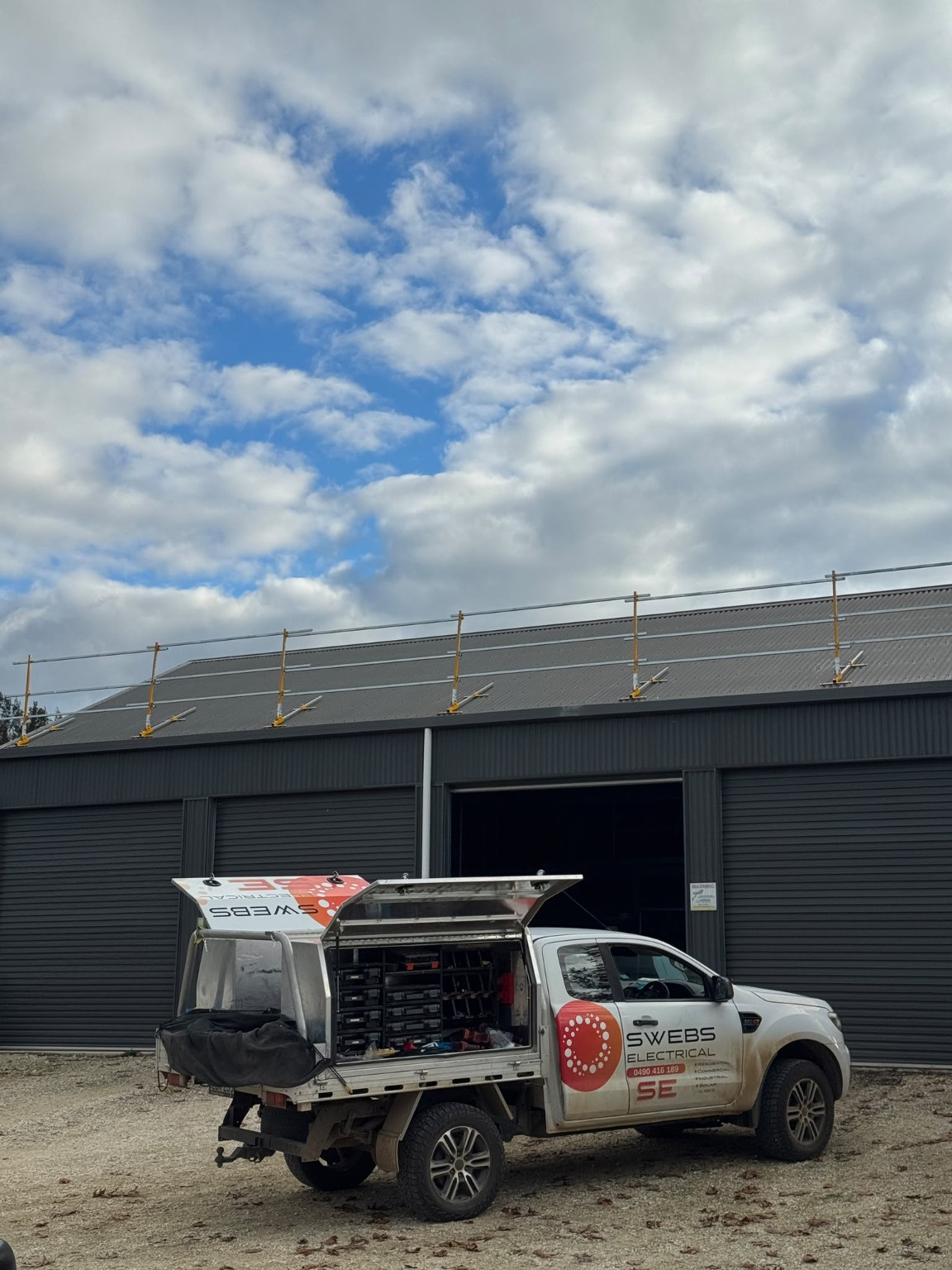 Swebs Electrical service vehicle at a regional worksite